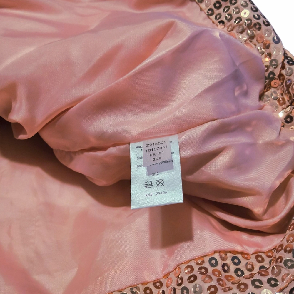 Venus Pink Sequin Puffer Jacket NWT - Winter Feminine Sparkle Outerwear Size SM - Picture 6 of 10